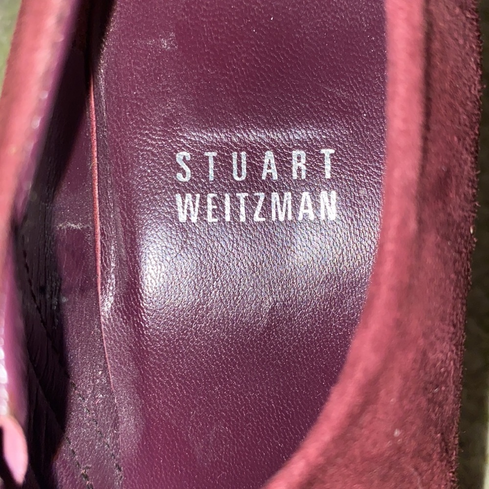 Stuart Weitzman Standin Merlot Wine Suede Ankle Booties Boots- 7 - Picture 13 of 16